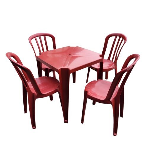 Conjunto de Mesa com Cadeiras de Plástico na cor preta