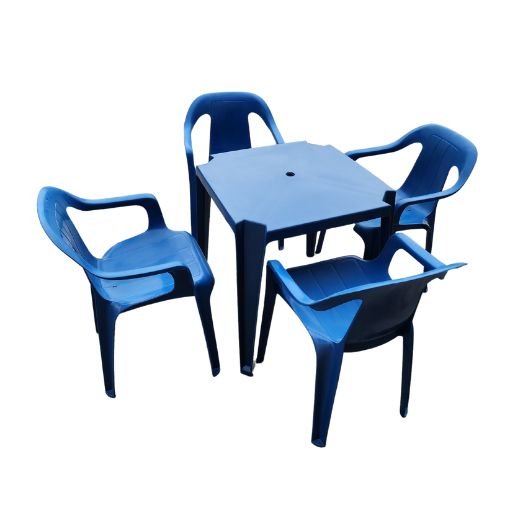 Conjunto Mesa E 4 Cadeiras Poltrona Plastico Branco 3 Jogos