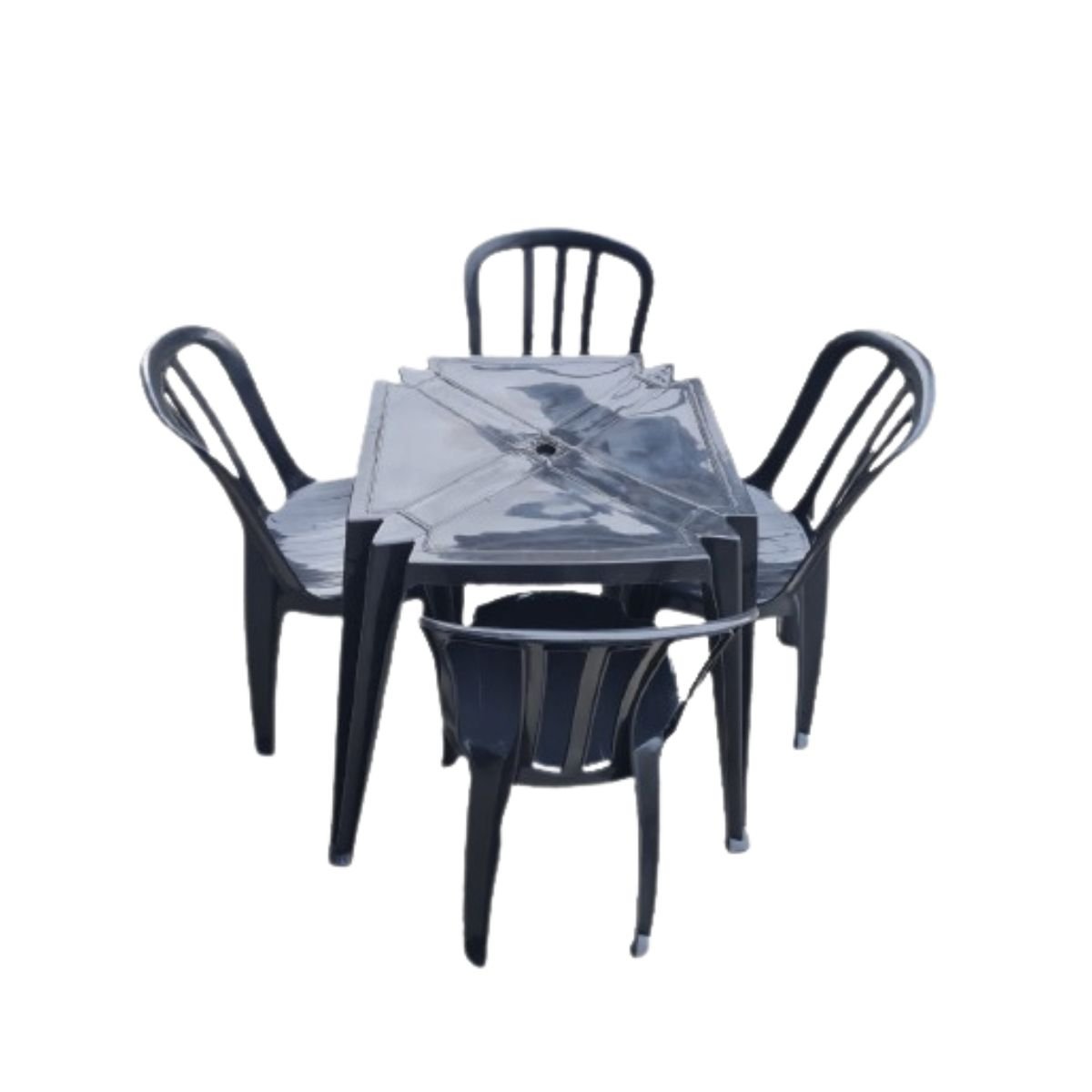 Conjunto de Mesa e Cadeiras de Plástico Preta